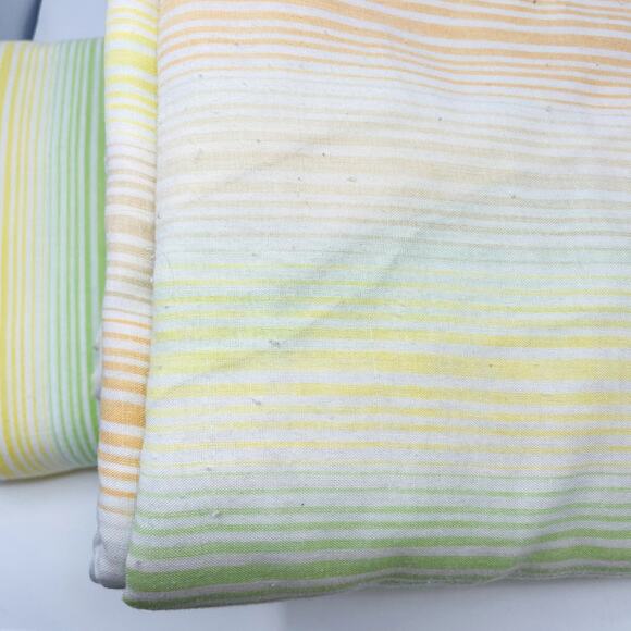 Lot of Vintage Sheets Green Orange Yellow Blue Brown Stripe - Picture 3 of 5